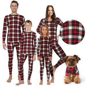 Rocky -  Plaid White Matching Family Warm Thermal Pajamas, Womens, L